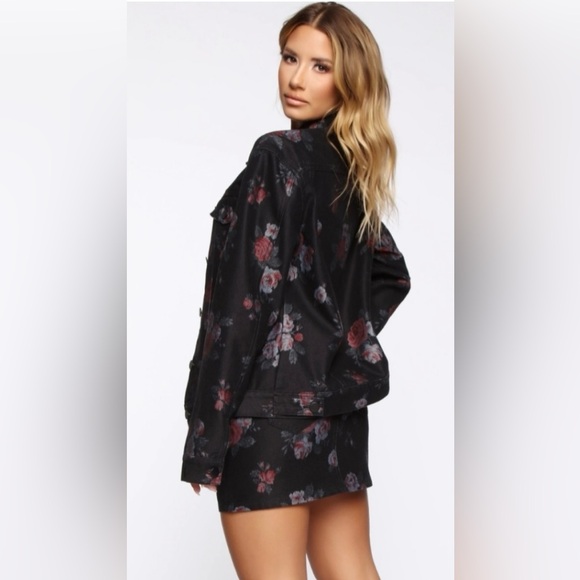 Dominique Denim Skirt Set in Black Floral - Picture 9 of 10